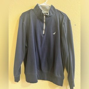 Dark blue half zip up nautica sweater!